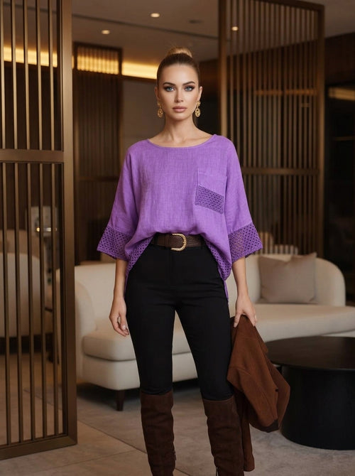 Блуза (Bluza) 11236 ITALY – Утонченность в оливковом цвете