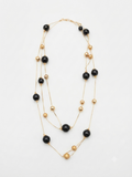 Длинное ожерелье с черными и золотыми бусинами "Black & Gold Elegance