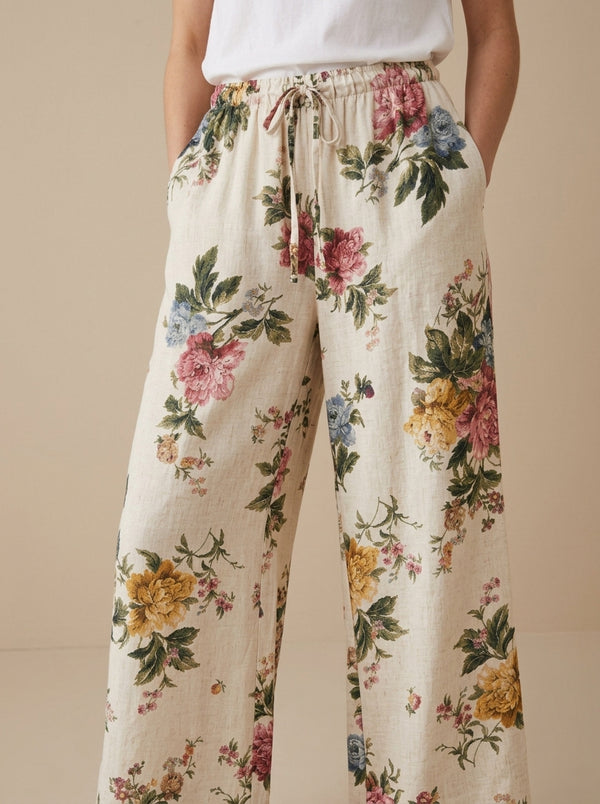 Pantaloni palazzo cu imprimeu bujor — Italia