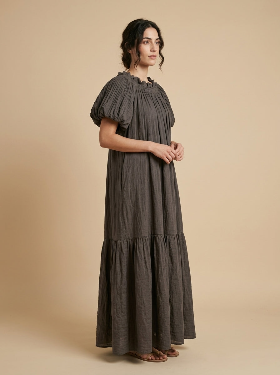 Rochie maxi cu mâneci bufante Blu Royal — Italia