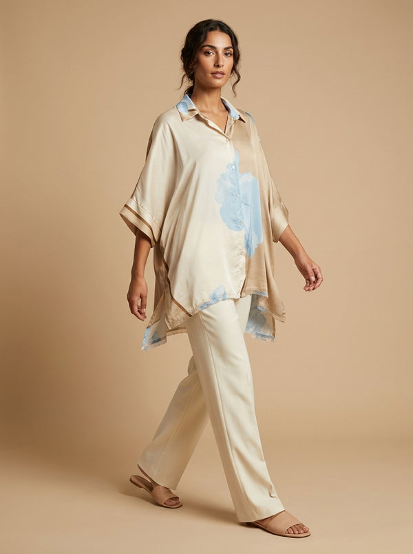 Oversized watercolor floral print blouse — Italy