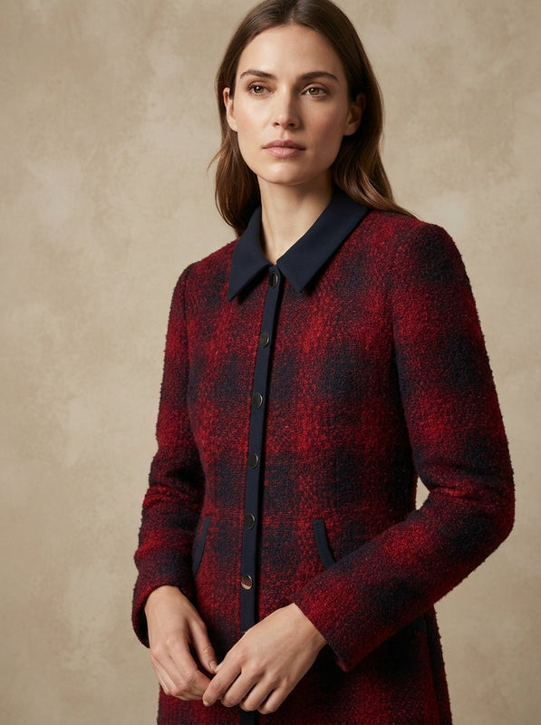 Rochie din tweed Maje în carouri roșii — Franța