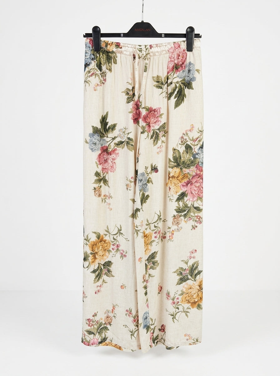 Pantaloni palazzo cu imprimeu bujor — Italia