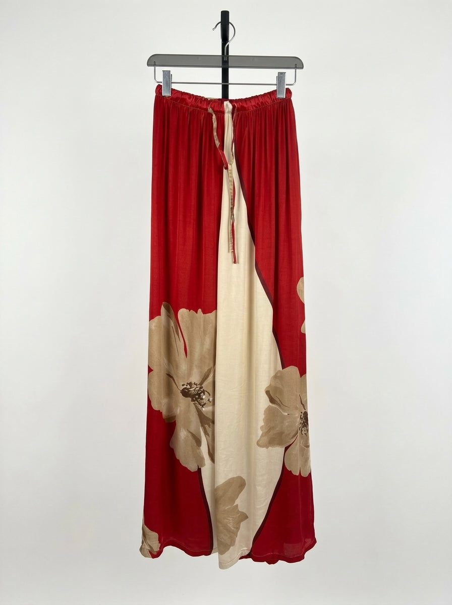 Pantaloni largi cu imprimeu floral în acuarelă — Italia