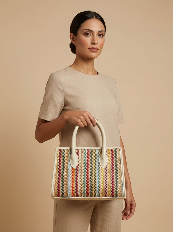 Geantă împletită cu model multicolor