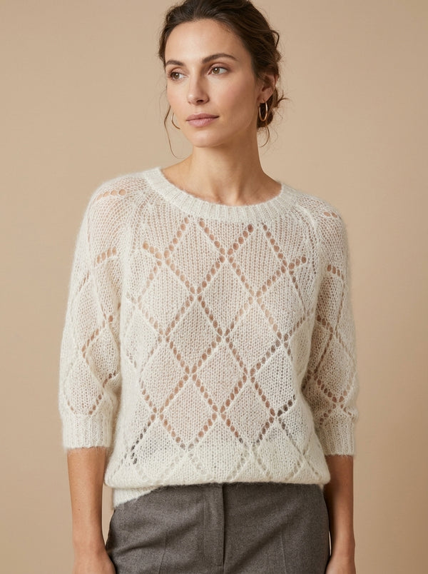 Pulover oversize cu ajur și tricotaj gros